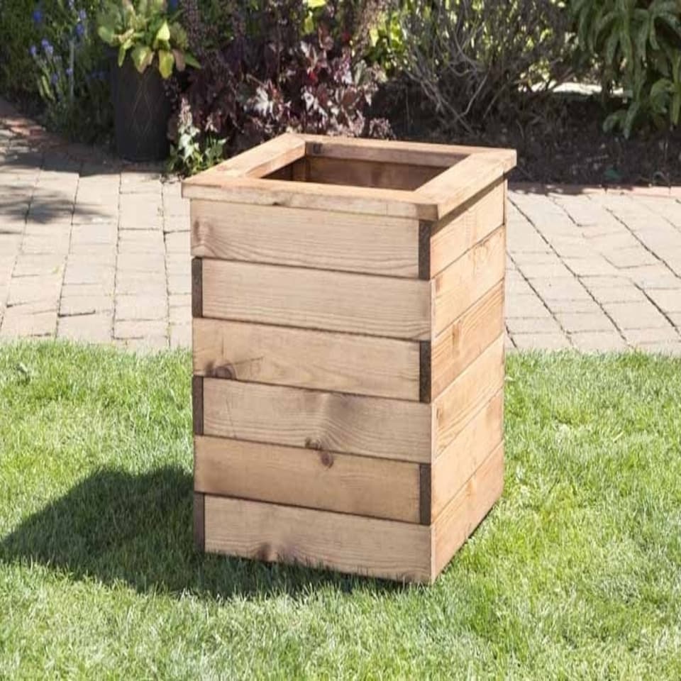 image 1 of 4Pc Large Square Planter - Wood - L47.5 x W47.5 x H39.5 cm - Fully Assembled Brown