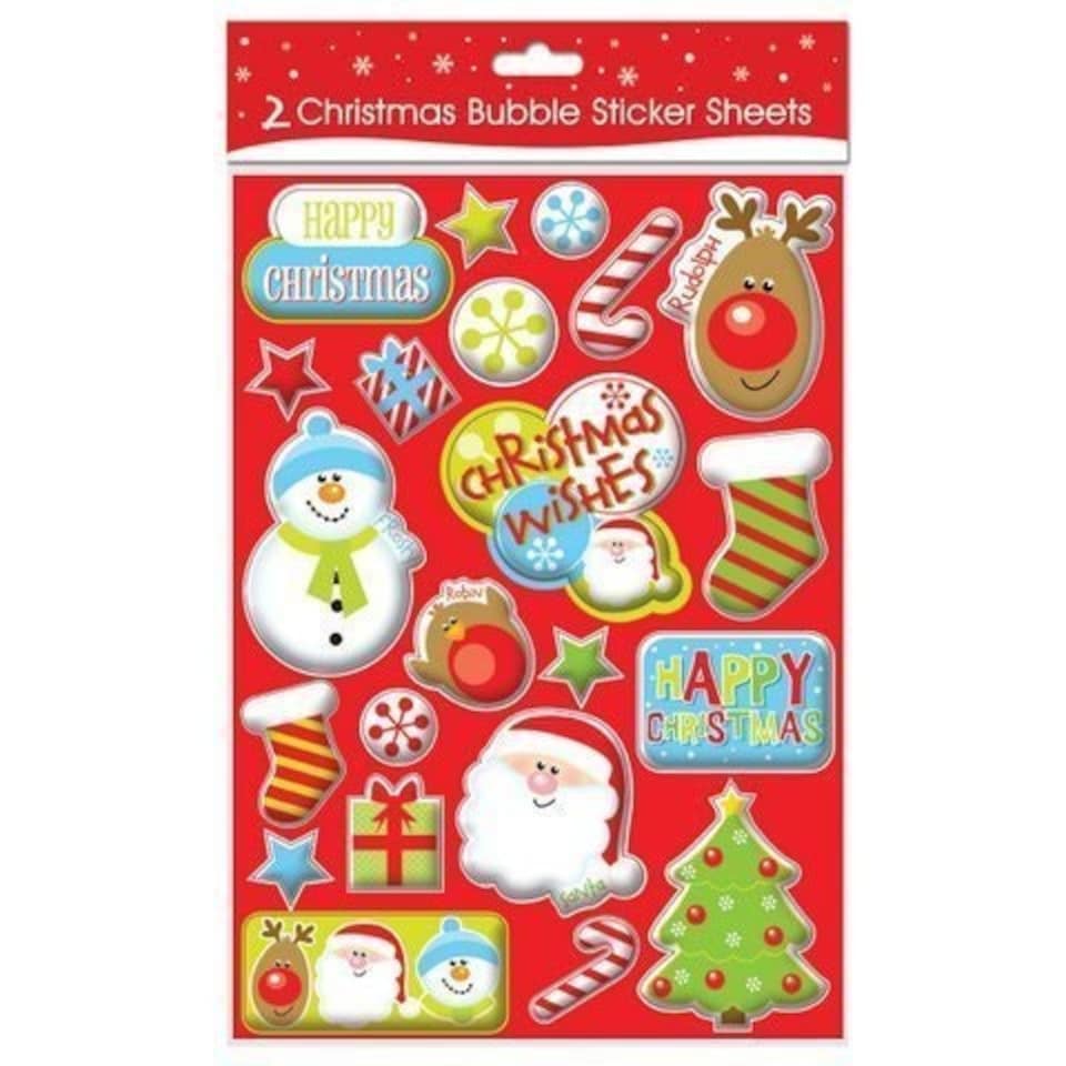 image 1 of 2 A4 SHEETS OF CHRISTMAS BUBBLE STICKERS