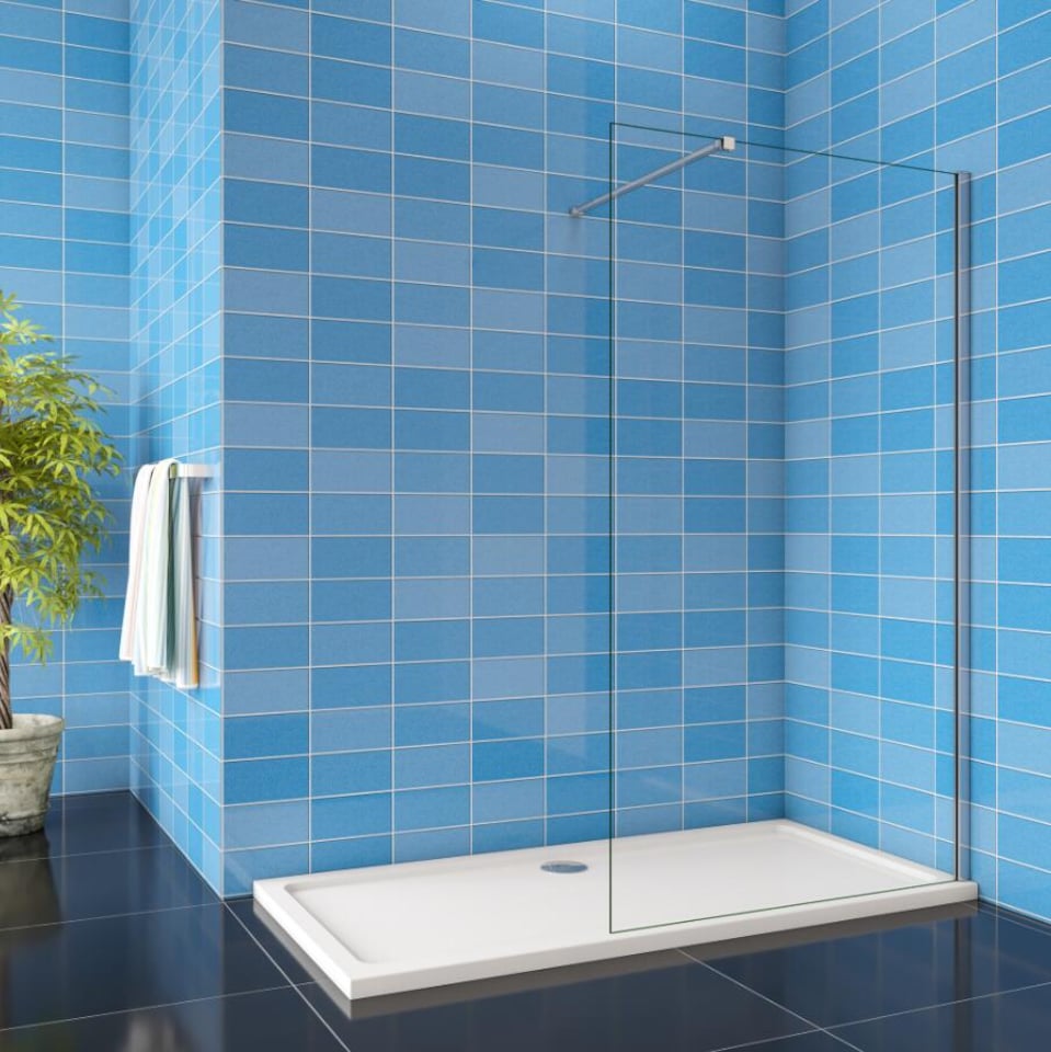 image 1 of Aica Bathrooms 1000x1900mm Walk in Wet Room Shower Screen Panel 8mm EasyClean Glass Shower Cubicle | Chrome