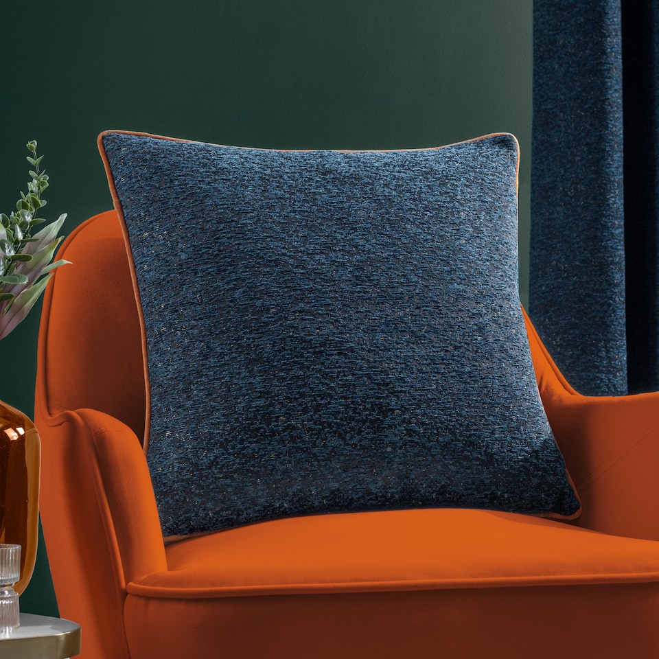 image 1 of Paoletti Galaxy Chenille Piped Cushion, Navy, 50 x 50cm