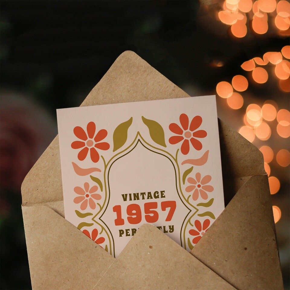 image 1 of Vintage Year Floral Flowers Her Born 1957 Aged 68 Years Old 68th Birthday Card