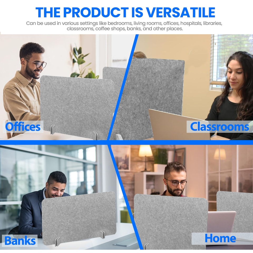 image 1 of Desk Divider Acoustic Panel & Privacy Screen Desk Organizer (50cm x 80cm)