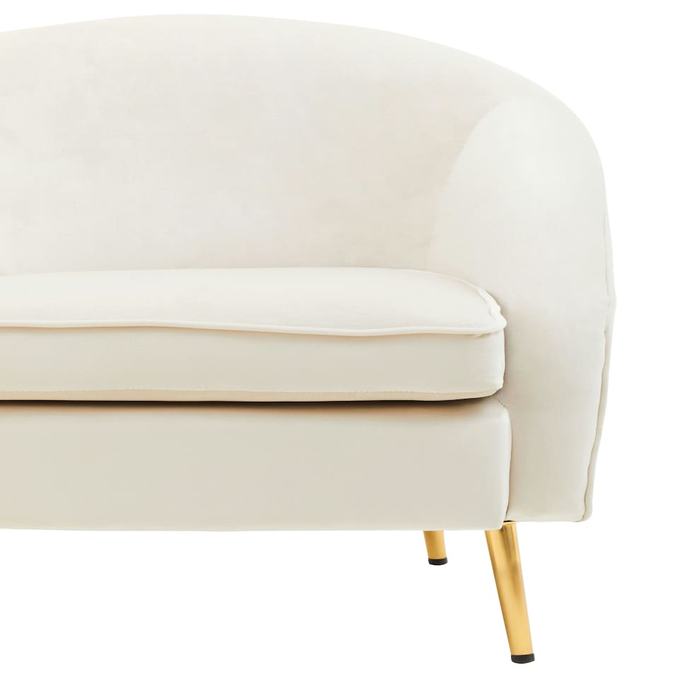 image 1 of Interiors by Premier Beige Velvet Armchair with Cushion, Plush Foam Seat With Gold Finish Metal Legs, Living Room Accent Chair