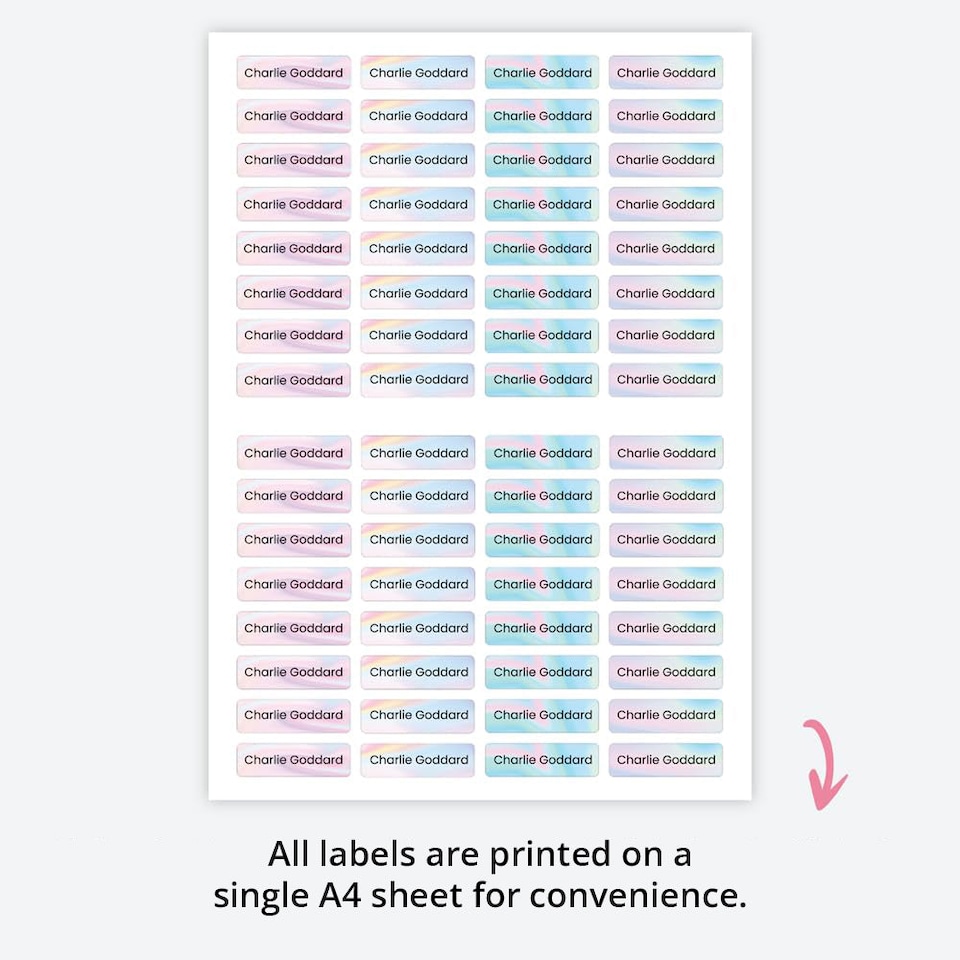 image 1 of Dotty About Paper 64 x Personalised School Name Labels Pastel Ombre