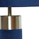 image 2 of Navy Blue Velvet with Satin Chrome Detail Table Lamp Blue | Chrome