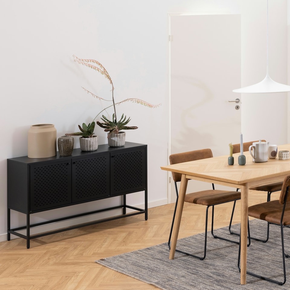 image 1 of Newcastle 3 Door Raised Sideboard in Matt Black