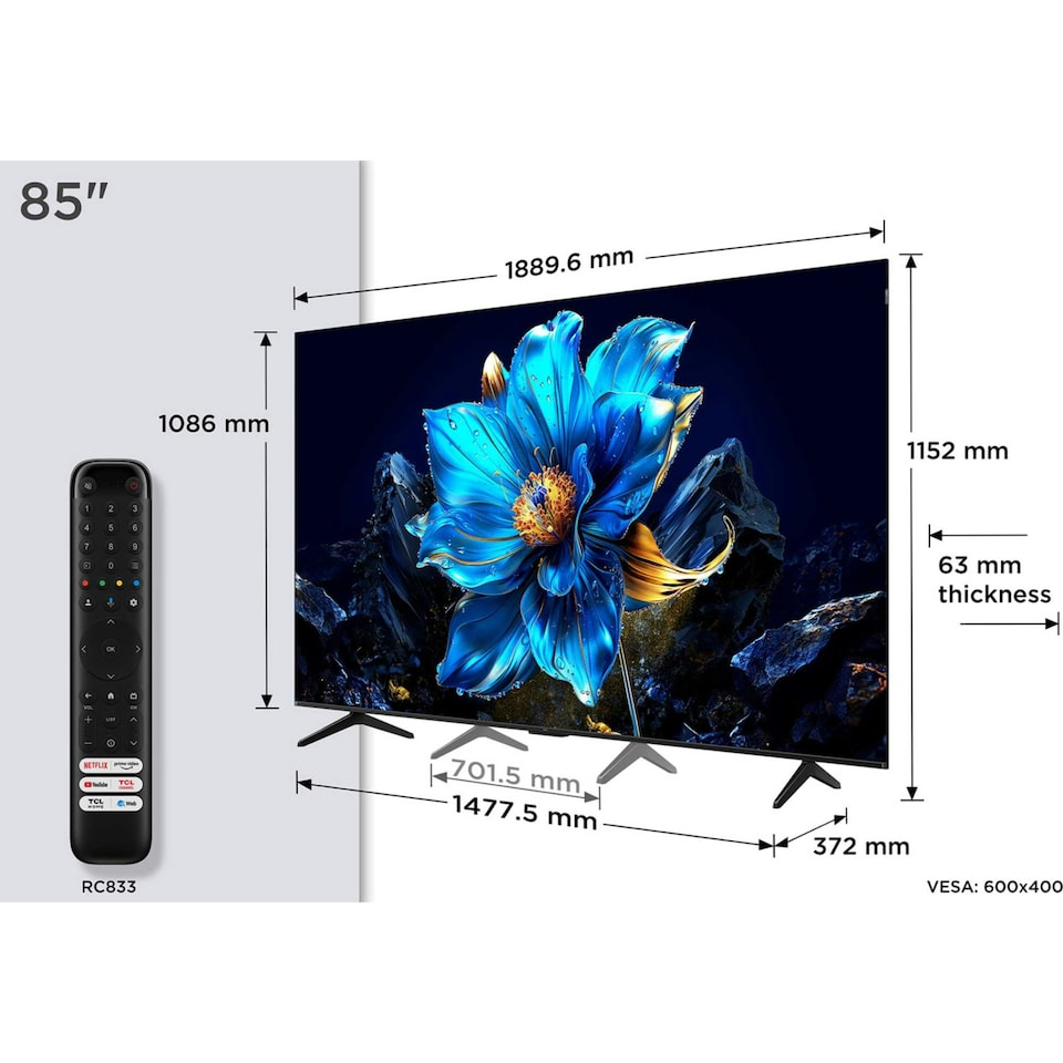 image 1 of TCL P7K-UK 85 inch 4K Smart QLED Google TV 60Hz - 85P7KUK