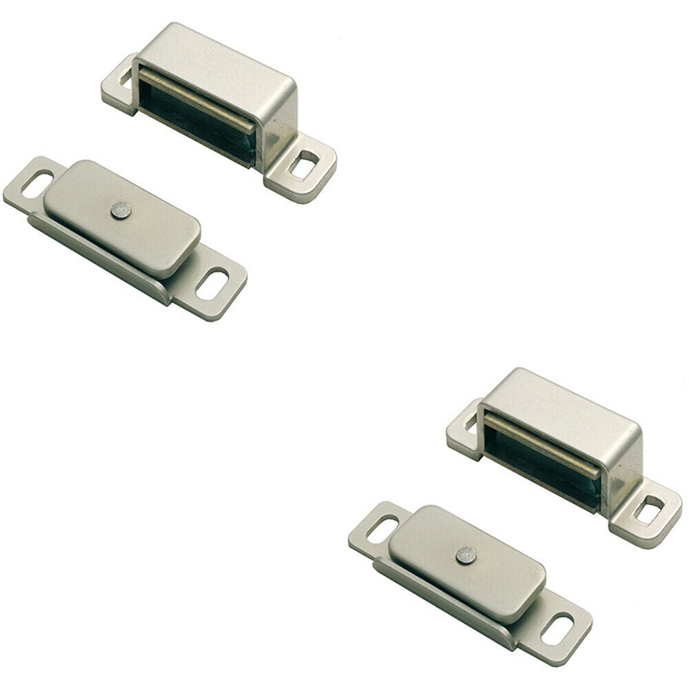 Loops 2x Magnetic Cupboard Door Catch 36.5mm Fixing Centres 3.5kg Pull Nickel Plated in Metallics