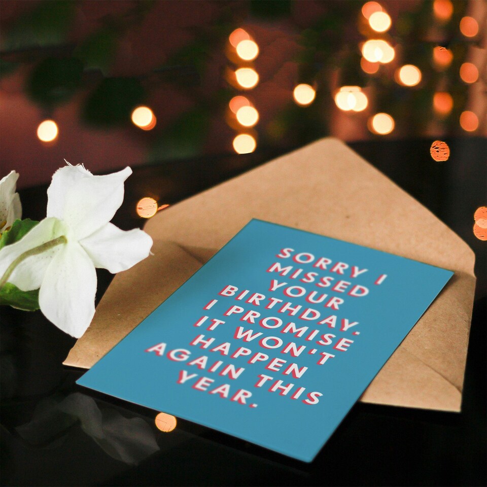 image 1 of Belated Wont Happen Again This Year Man Him Birthday Card