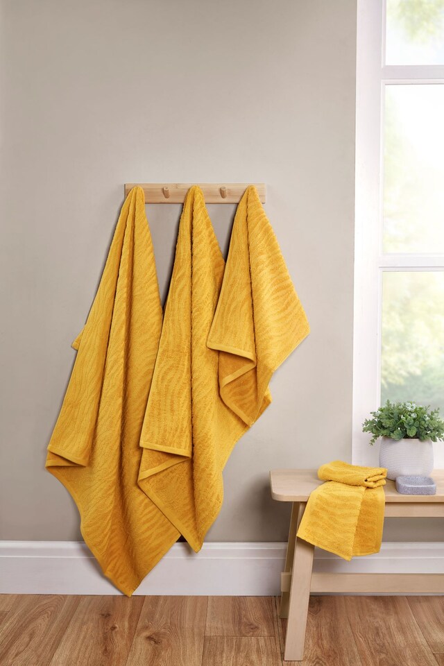 image 1 of Safari Cotton Luxury Towels Soft and Absorbent | Yellow | Face cloth