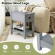 image 4 of COSTWAY Nightstand Side End Table Retro Side Table Grey Grey