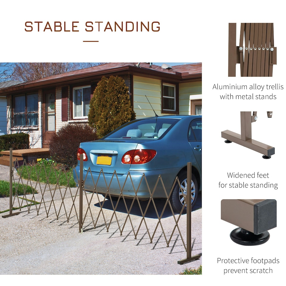 image 1 of Outsunny Aluminium Alloy Fence Foldable Garden Screen Panel, Dark Brown