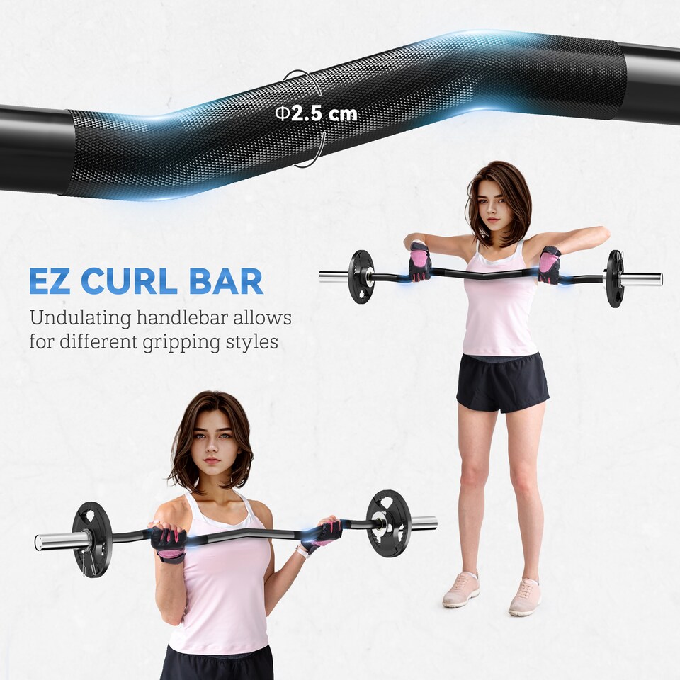 image 1 of SPORTNOW 120cm EZ Curl Bar, Olympic Barbell Bar for 5cm Weight Plates