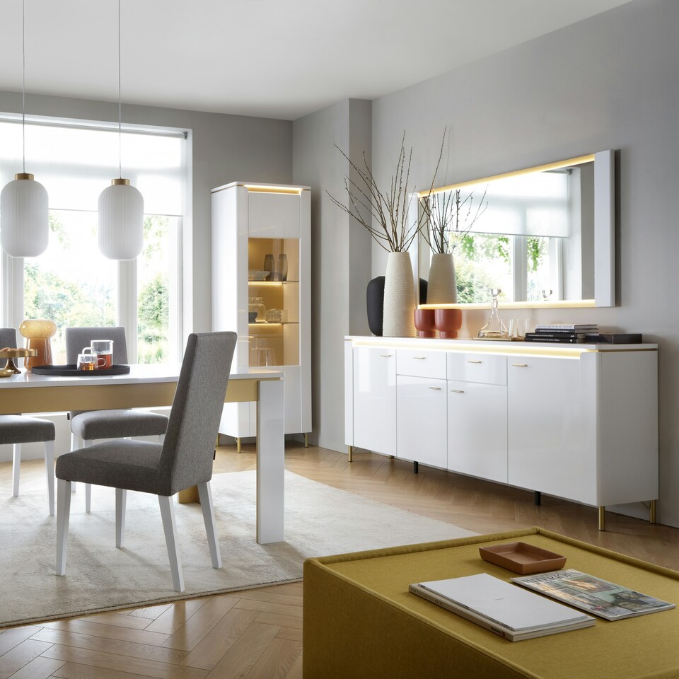 image 1 of Lazio Sideboard 4 Door 2 Drawer in Alpine White/White Gloss