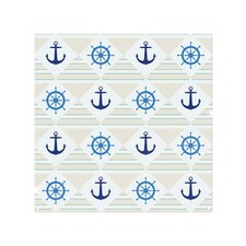 Nautical Elements On Striped Splash Back | White