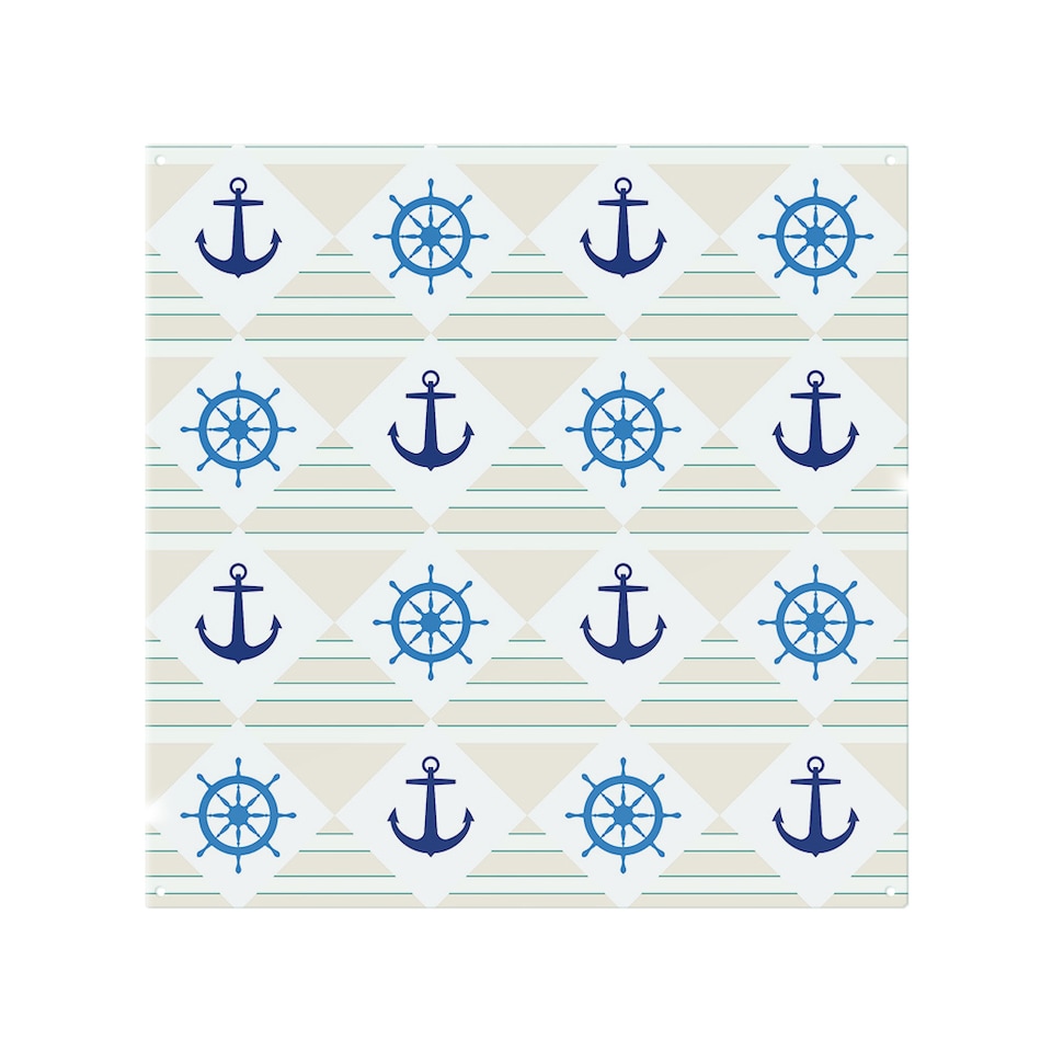 image 1 of Nautical Elements On Striped Splash Back | White