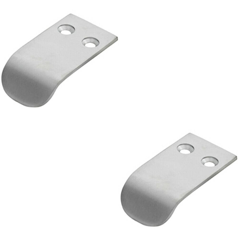 Loops 2x Semi Concealed Cabinet Finger Pull Handle 12mm Fixing Centres Satin Chrome