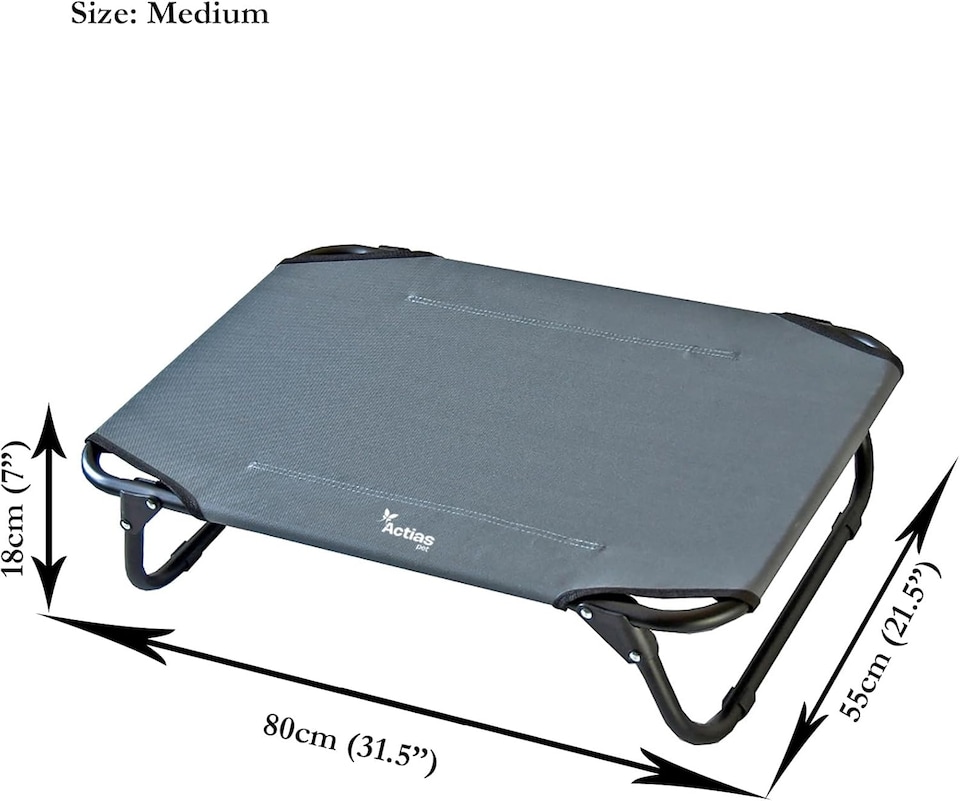 image 1 of Actiaspet Elevated Folding Dog Bed Indoor Outdoor Pet Cot Steel Frame (Grey, Medium)