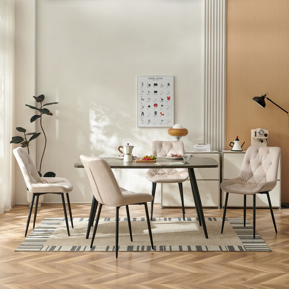 image 1 of SONARA Modern Set of 4 Velvet Dining Chairs with Ergonomic Upholstered Seat