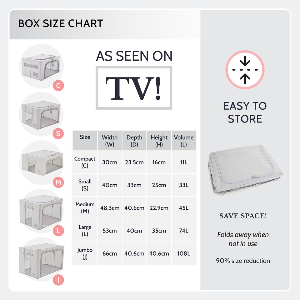 image 1 of Periea ‘Beau’ Folding Collapsible Stackable Fabric Home Storage Boxes with Steel Frames (Grey Damask, Medium)
