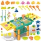 image 1 of Kids 3-in-1 Water & Sand Activity Table with Fishing Game, Molds, Tools & Foldable Portable Design - Outdoor Sensory Play Set (turquoise colour)
