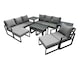 image 2 of Fimous Outdoor Garden Furniture Set Aluminium Lounge 3 Seat Sofa Oblong Coffee Table Sets with Chair 4 Stools 2 Side Tables Dark Grey