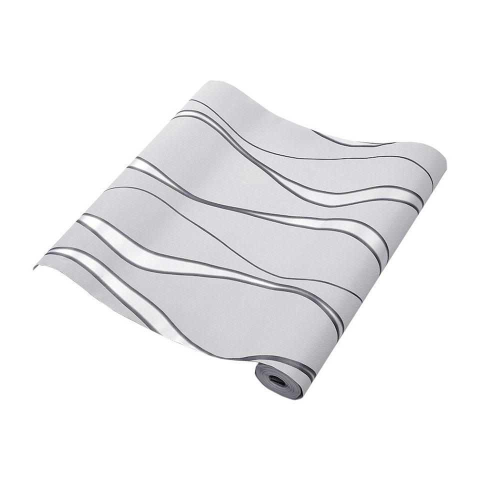 image 1 of Living and Home Geometric Wavy Striped Fabric Wallpaper - 950*53cm