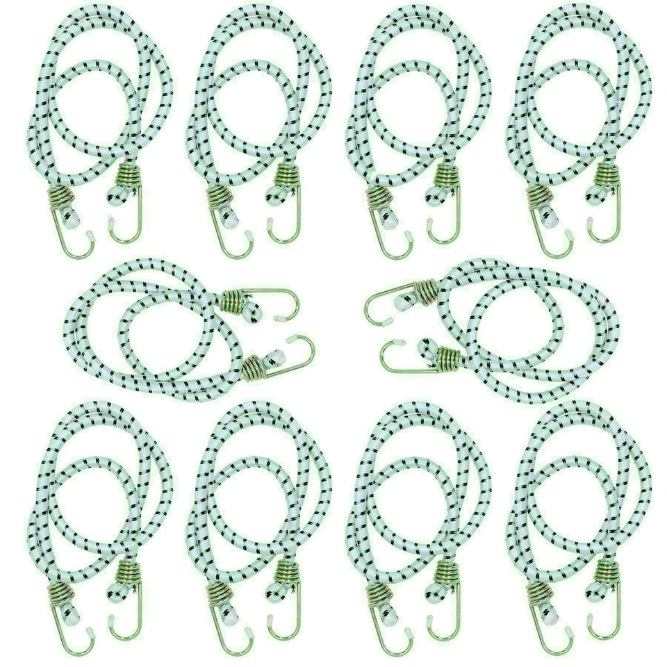 image 1 of 48" Heavy Duty Bungee Cords Fasteners Tie Downs Fastening Metal Hooks 10pk