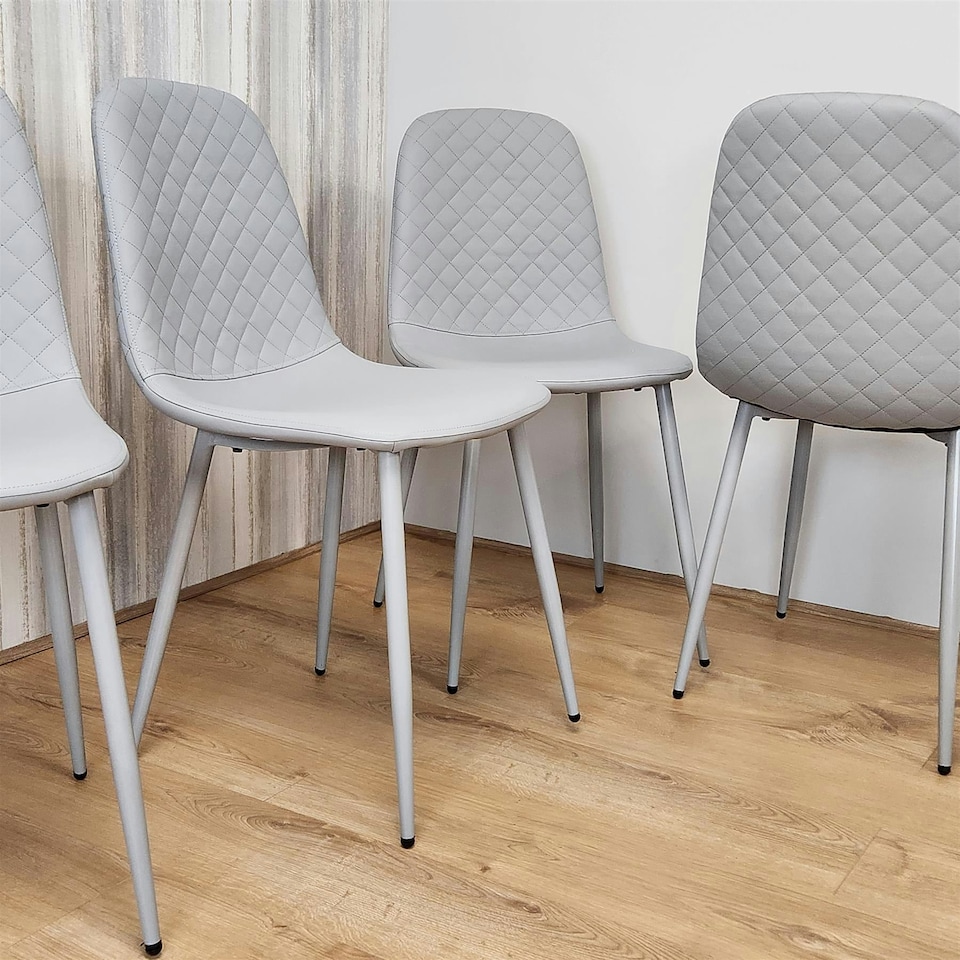 image 1 of Dining Chairs Set of 4 Grey Leather Kitchen Chairs Grey