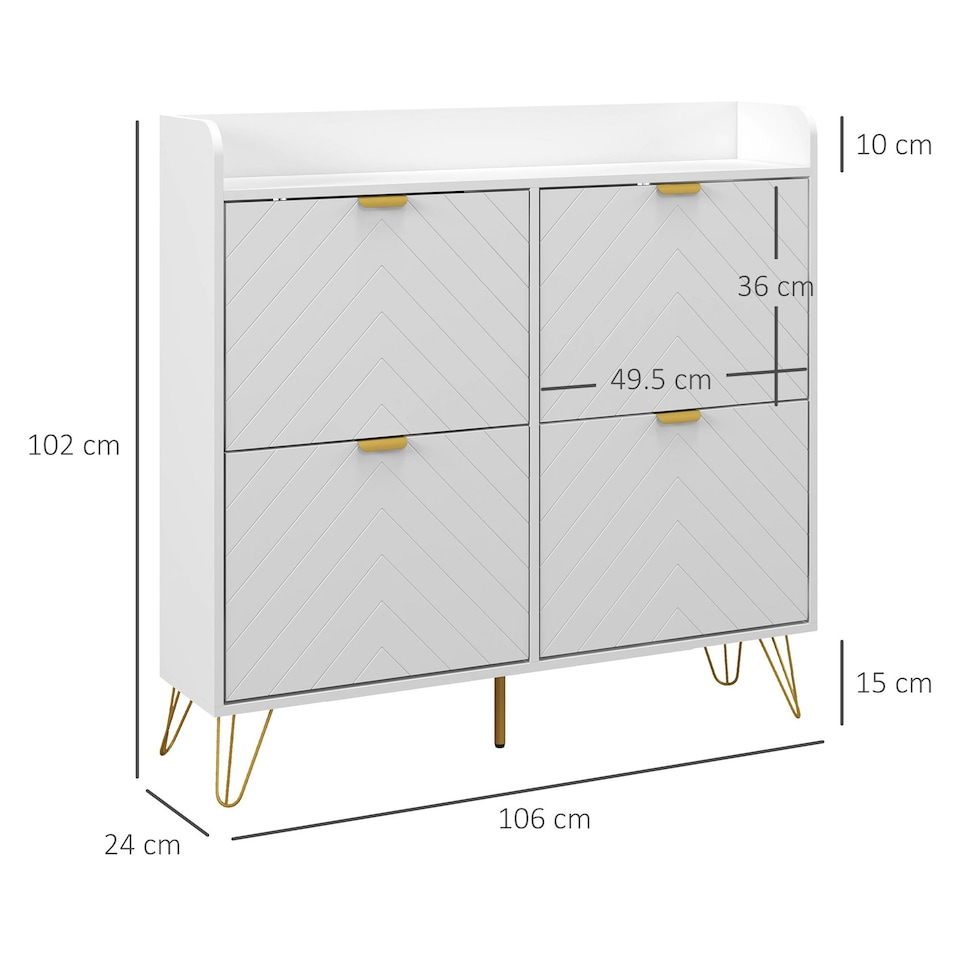 image 1 of HOMCOM Narrow Shoe Storage Cabinet with 4 Flip Drawers for 16 Pairs of Shoes
