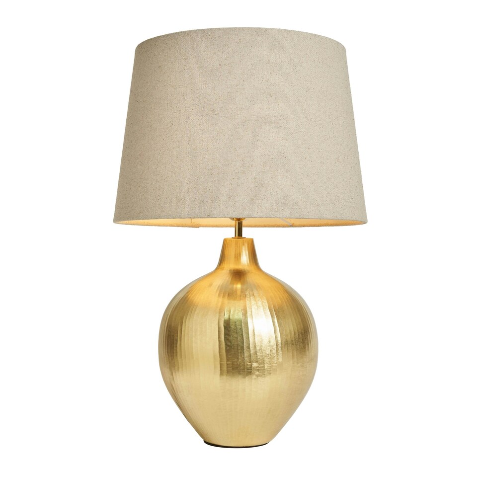 image 1 of BHS Gold Table Lamp with Natural Shade | Gold | Gold