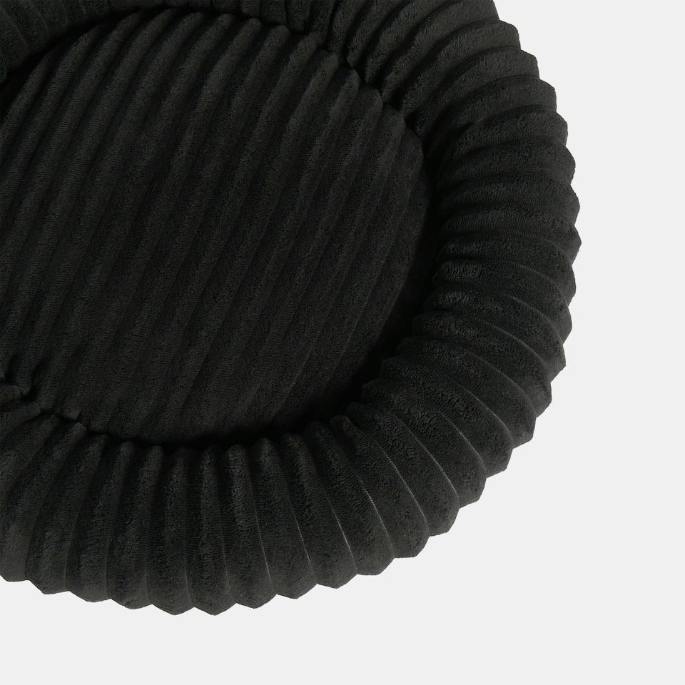 image 1 of OHS Ribbed Round Plush Plump Soft Warm Cosy Pet Dog Cat Cushioned Donut Bed Black | L