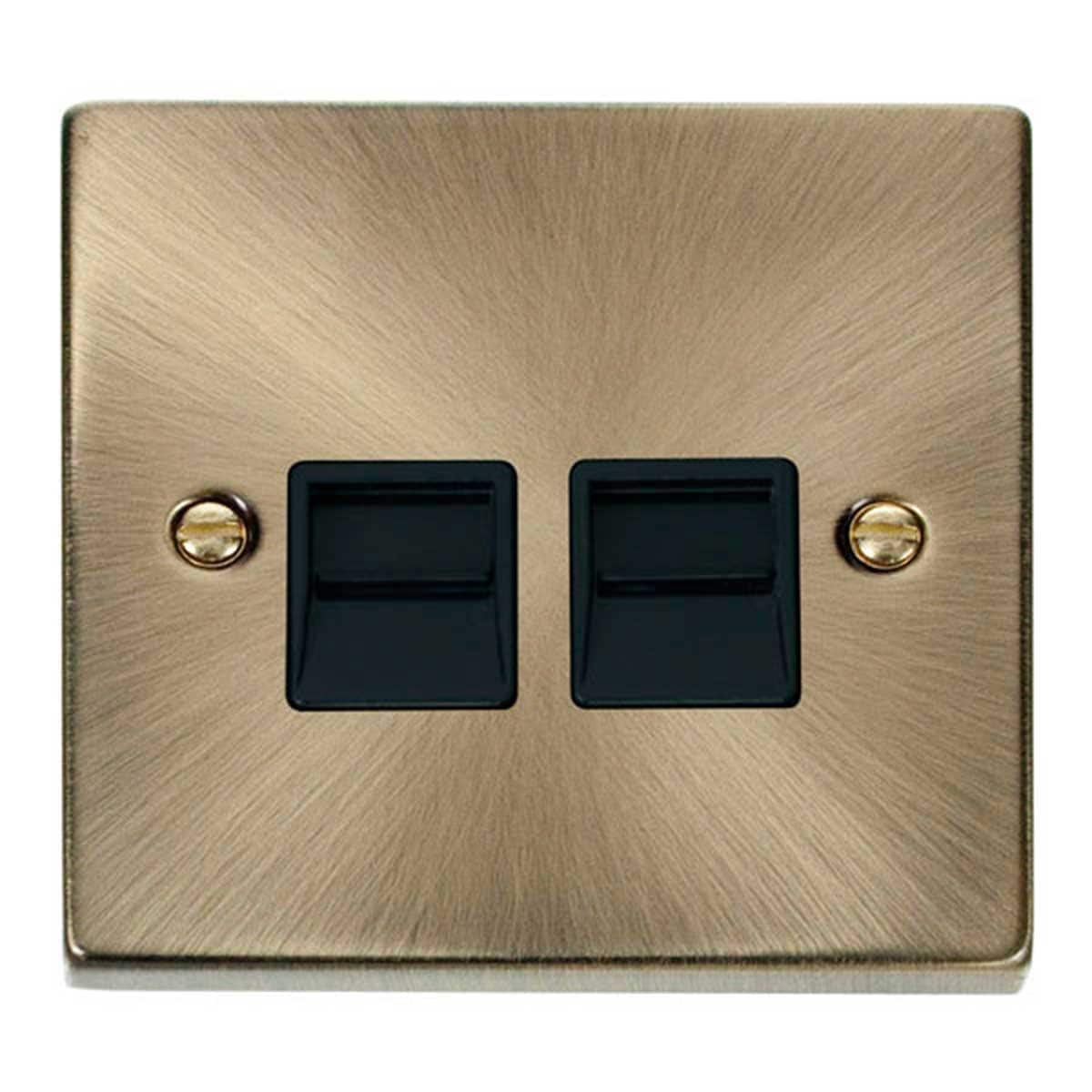 SE HOME Antique Brass Master Telephone Twin Socket Brown Antique Brass