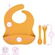 image 4 of Tiny Dining 4pc Silicone Suction Weaning Set - Dusty Rose - Silicone Baby Toddler Feeding Set with Bib, Cup, Plate & Cutlery