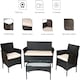 image 2 of Straame 4PC Rattan Garden Furniture Set with Table, 2 Cushioned Chairs & Double Sofa, (Black) Black