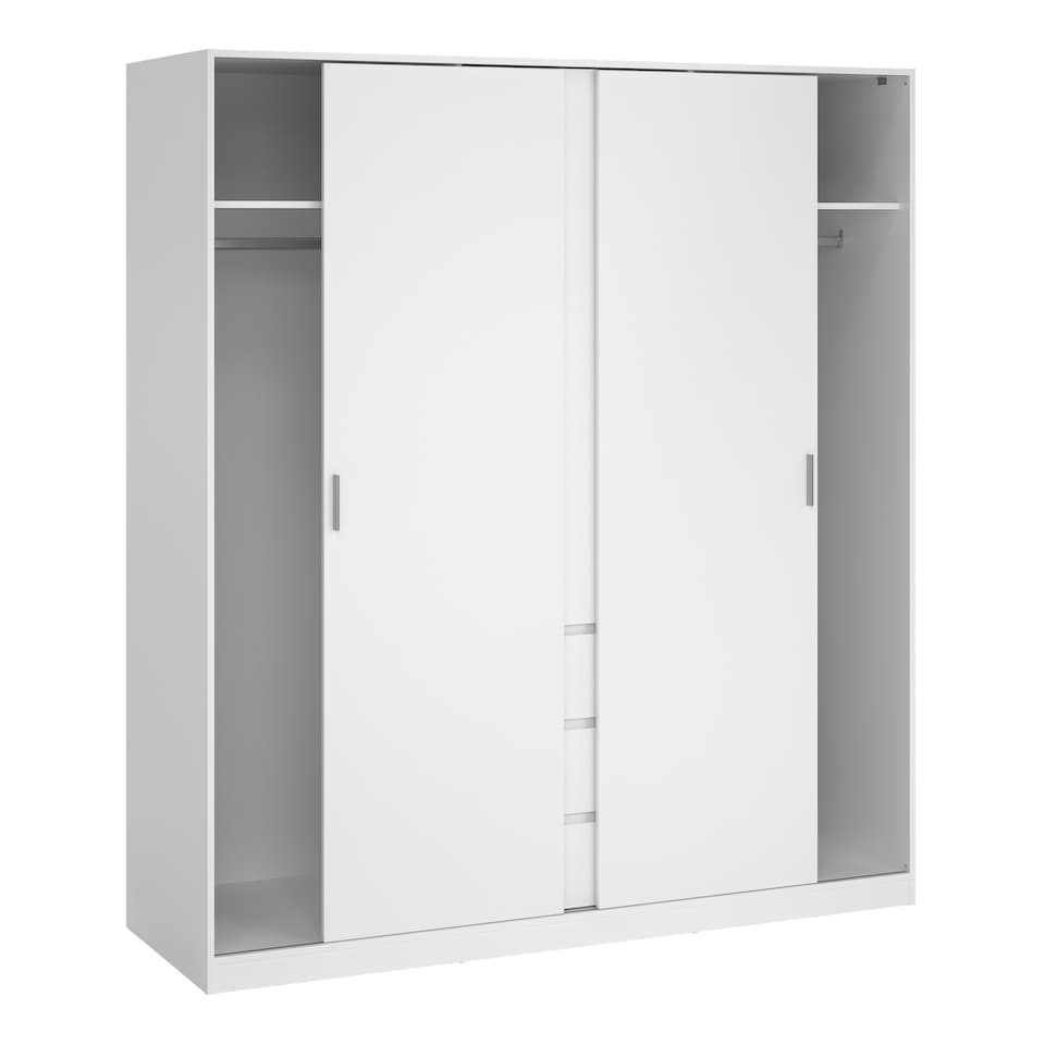 image 1 of Naia Wardrobe with 2 Sliding Doors 1 Door 3 Drawers in White High Gloss