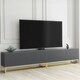 image 5 of Modular TV Unit 200cm Grey Matt with Fluted Fronts and Gold Base Grey