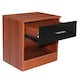 image 2 of Modern Bedside Table with Drawer and Open Shelf High Gloss In Walnut and Black Black | Oak