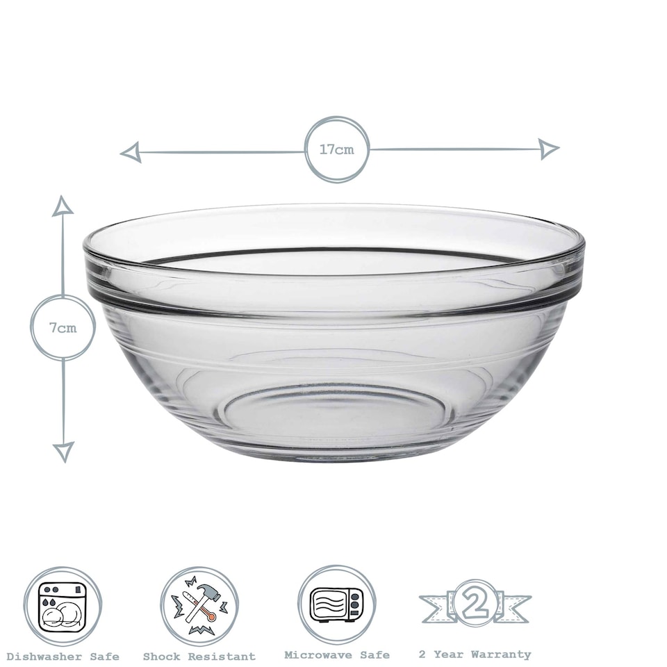 image 1 of Duralex Lys Stacking Glass Cooking / Ingredients / Food Bowl - 17cm | Clear | Clear