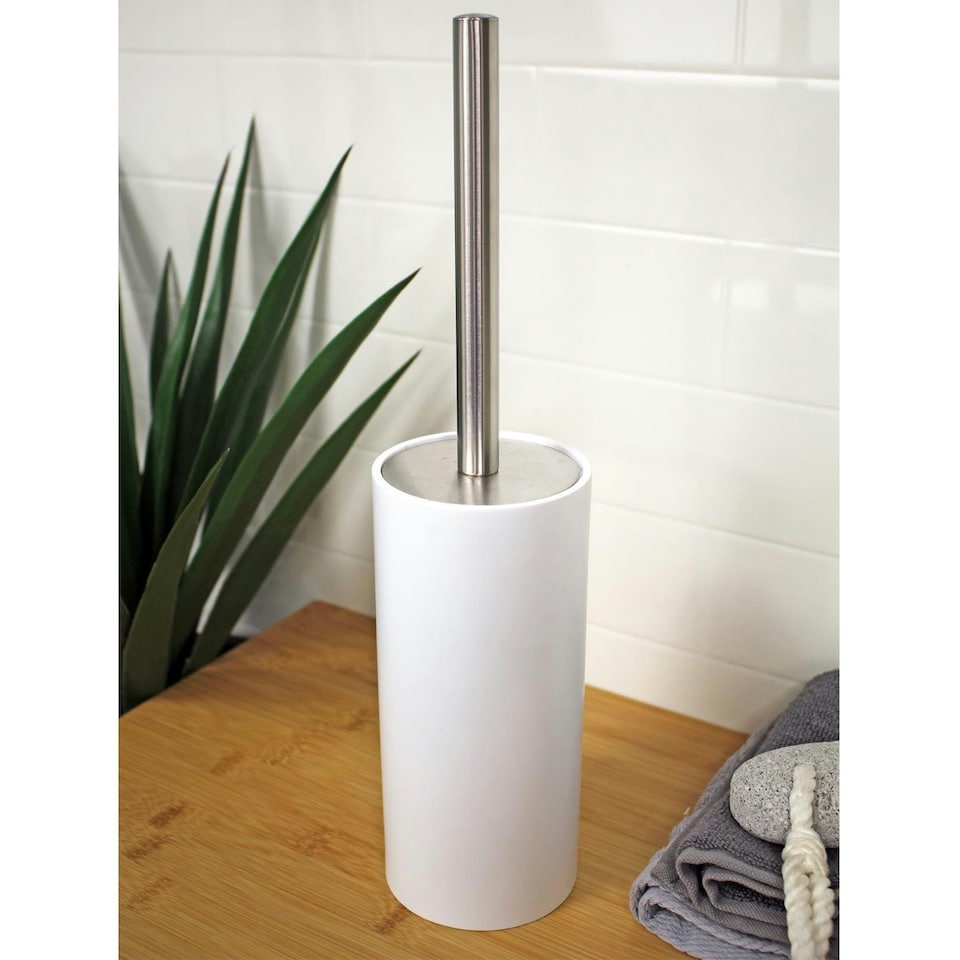 image 1 of Showerdrape Alto White Toilet Brush & Holder