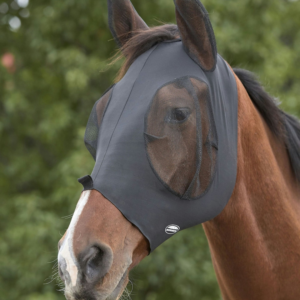 image 1 of Weatherbeeta Deluxe Stretch Horse Fly Mask With Ears - Black - Small Pony