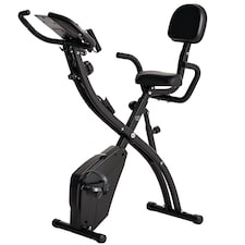 HOMCOM 2-In-1 Folding Exercise Bike with 8-Level Magnetic Resistance Black