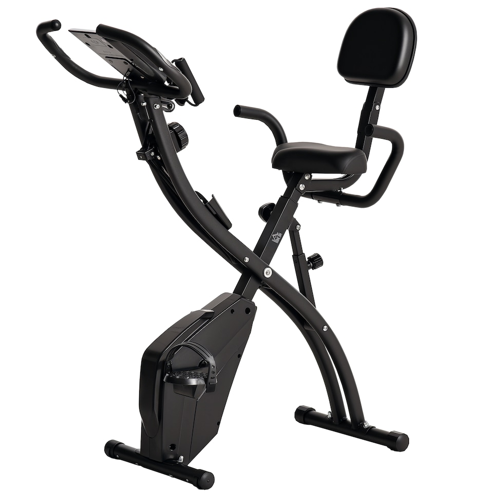 image 1 of HOMCOM 2-In-1 Folding Exercise Bike with 8-Level Magnetic Resistance Black