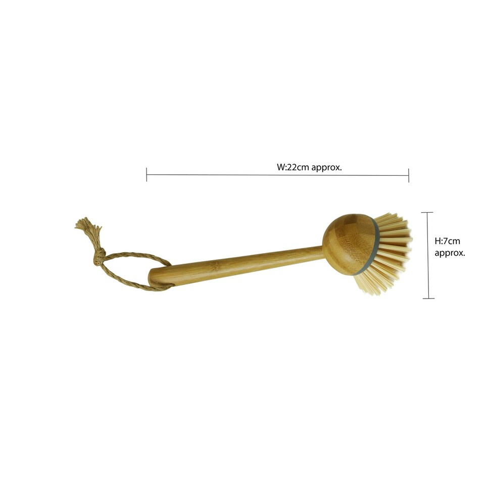 image 1 of JVL Bamboo Cleaning Essentials, Scrubbing Round Dish Brush, One Size Brown