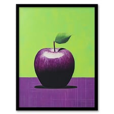Purpapple On Green Surreal Lime Apple Kitchen Black Framed Wall Art Print A4