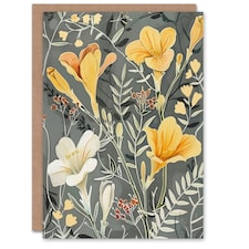 Dark Freesia Flowers Wildflowers Bloom Woman Her Birthday Card