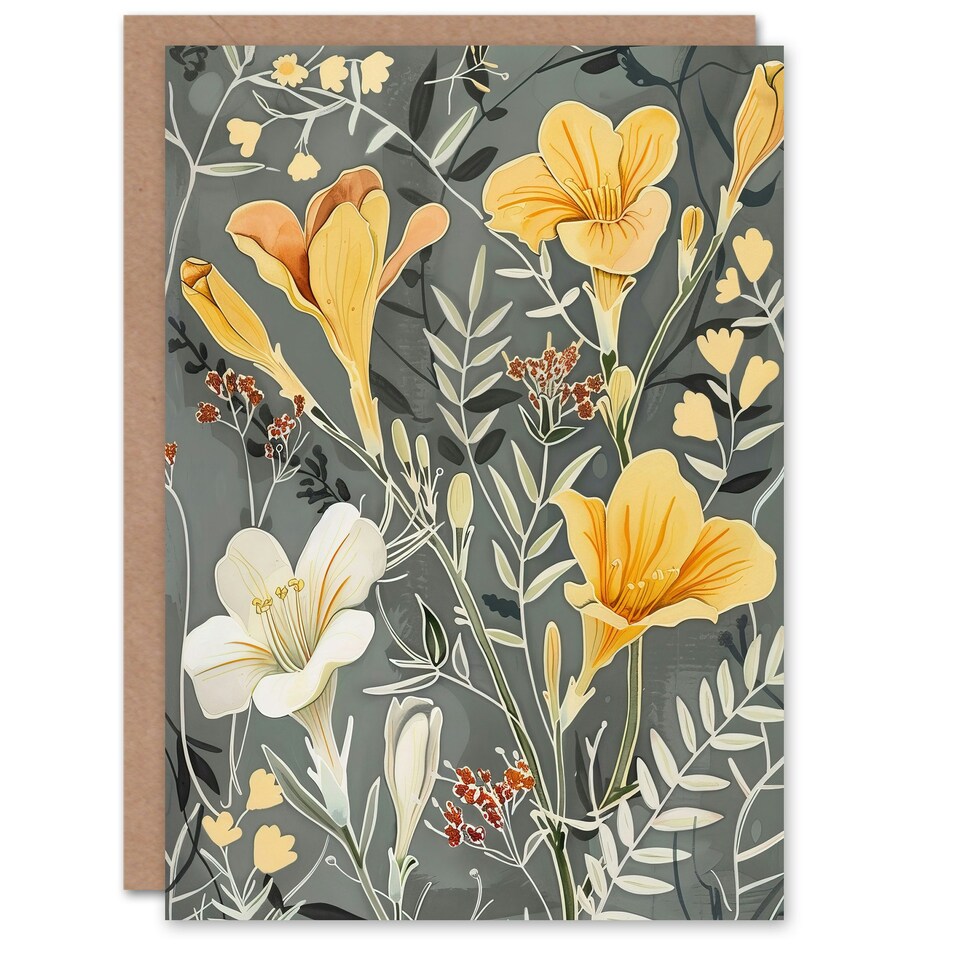 image 1 of Dark Freesia Flowers Wildflowers Bloom Woman Her Birthday Card