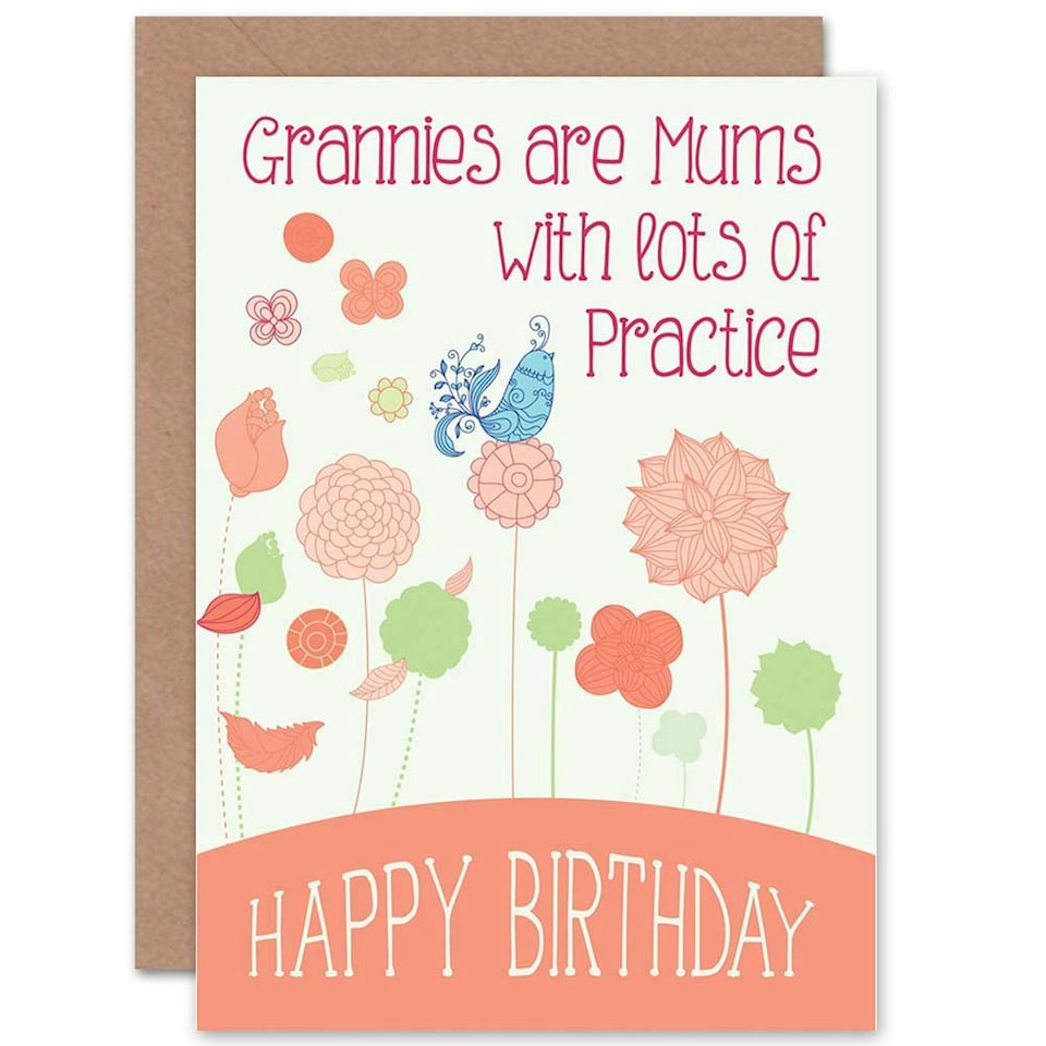 image 1 of Pink Flowers Bird Sweet For Gran Granny Birthday Card