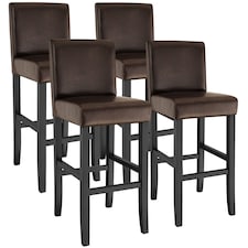 Bar Stools with a padded backrest and faux leather cover | Brown | brown | 41 x 40 x 107 cm | 4