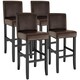 image 1 of Bar Stools with a padded backrest and faux leather cover | Brown | brown | 41 x 40 x 107 cm | 4